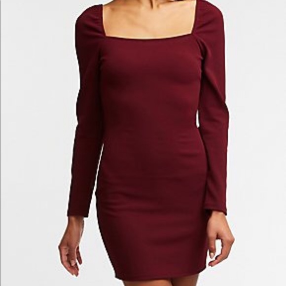 NWT Charlotte Russe Burgundy Mini Squared Neckline Dress Size Medium - Picture 1 of 4